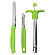 Everest Green Stainless Steel Lighter, Peeler & Knife Set (3 pcs)